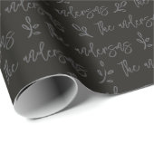 Black and Gray Foliage Your Family Name Christmas Cadeaupapier (Rol Hoek)