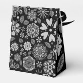 Black And Gray Retro Floral Art Seamless Pattern Bedankdoosjes (Achterkant)