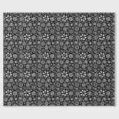 Black And Gray Retro Floral Art Seamless Pattern Cadeaupapier (Vlak)