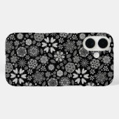 Black And Gray Retro Floral Art Seamless Pattern Case-Mate iPhone Case (Achterkant (horizontaal))