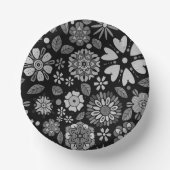 Black And Gray Retro Floral Art Seamless Pattern Papieren Kommen (Voorkant)