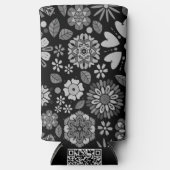 Black And Gray Retro Floral Art Seamless Pattern Seltzer Blikjeskoeler (Voorkant)
