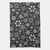 Black And Gray Retro Floral Art Seamless Pattern Theedoek (Verticaal)