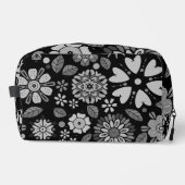 Black And Gray Retro Floral Art Seamless Pattern  Toilettasje (Voorkant)