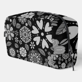 Black And Gray Retro Floral Art Seamless Pattern  Toilettasje