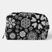 Black And Gray Retro Floral Art Seamless Pattern  Toilettasje (Achterkant)