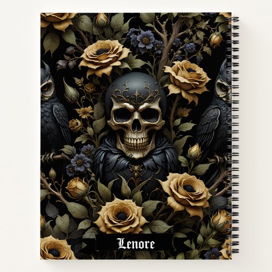 Black and Gray Skull Notitieboek (Achterkant)