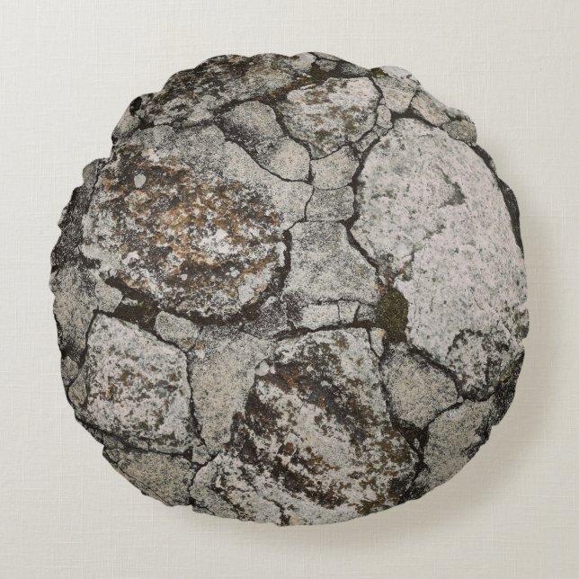 Black and gray stone fragment rond kussen (Voorkant)