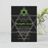 Black and Green Bar Mitzvah Invitation Kaart (Staand voorkant)