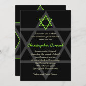 Black and Green Bar Mitzvah Invitation Kaart (Voorkant / Achterkant)