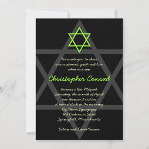 Black and Green Bar Mitzvah Invitation Kaart