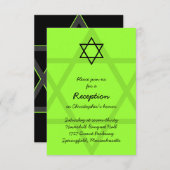 Black and Green Bar Mitzvah Reception Kaart 2 (Voorkant / Achterkant)