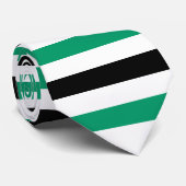Black and Green-cyan Stripes Pattern Modern White Stropdas (Opgerold)