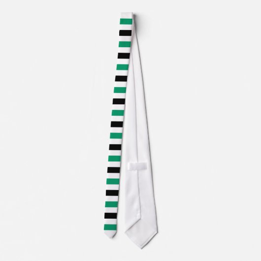 Black and Green-cyan Stripes Pattern Modern White Stropdas (Achterkant)