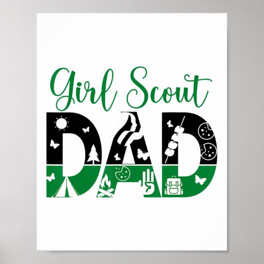 Black And Green Dad Scout For Girls Cookie Camping Poster (Voorkant)