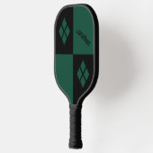 Black and Green Diamonds | Custom Modern Geometric Pickleball Paddle (Links)