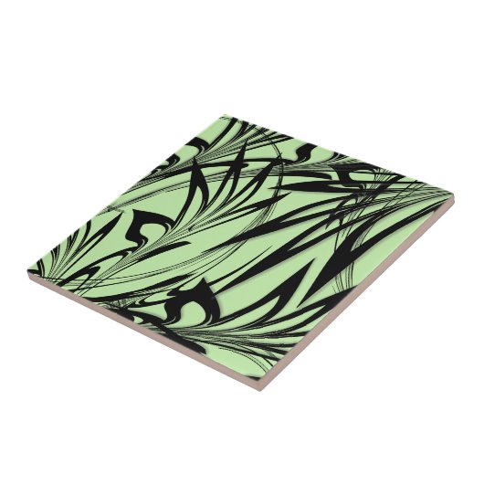 Black and Green Fern Glen Tegeltje (Zijkant)