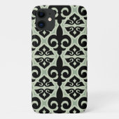 Black and Green Fleur De Lis Pattern Case-Mate iPhone Case (Achterkant)