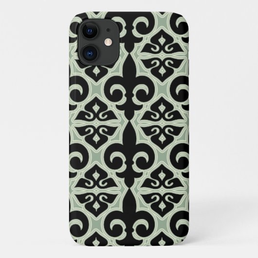 Black and Green Fleur De Lis Pattern Case-Mate iPhone Case (Achterkant)