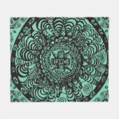 Black and Green Mandala Fleece Blanket Deken (Voorkant (Horizontaal))