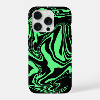 Black and Green Marble iPhone 15 Pro Case