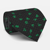 Black and Green Retro Pixelated Matrix Code  Stropdas (Opgerold)