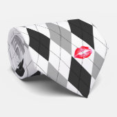 Black and Grey Argyle en Kisses Stropdas (Opgerold)