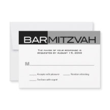 Black and Grey Block Bar Mitzvah Reply RSVP