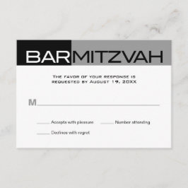Black and Grey Block Bar Mitzvah Reply RSVP Kaartje