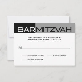 Black and Grey Block Bar Mitzvah Reply RSVP Kaartje