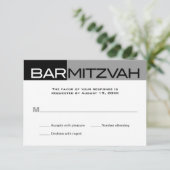 Black and Grey Block Bar Mitzvah Reply RSVP Kaartje (Staand voorkant)