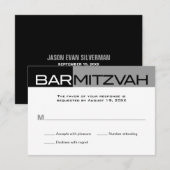 Black and Grey Block Bar Mitzvah Reply RSVP Kaartje (Voorkant / Achterkant)