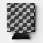 Black and Grey Checkered Crochet Koelbox Blikjeskoeler (Voorkant)