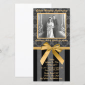 Black and Grey Damask Golden Jubileum Kaart (Voorkant / Achterkant)