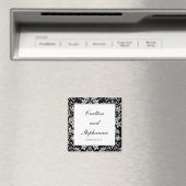Black and Grey Damask Wedding Magnet Favor (Insitu (Vaatwasser))