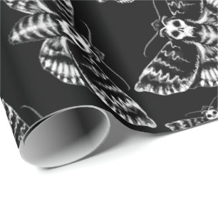 Black and Grey Deaths Head Hawk Moth Skull Gothic Cadeaupapier