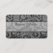 Black and Grey Floral DAMASK Pattern Visitekaartje (Voorkant)