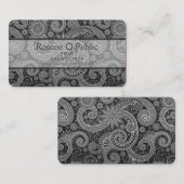 Black and Grey Floral DAMASK Pattern Visitekaartje (Voorkant / Achterkant)