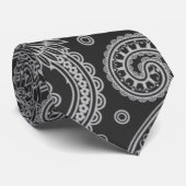 Black and Grey Floral Pattern Stropdas (Opgerold)