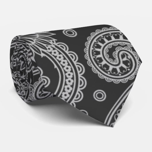 Black and Grey Floral Pattern Stropdas (Opgerold)