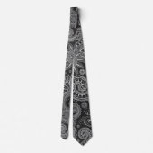 Black and Grey Floral Pattern Stropdas (Achterkant)