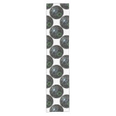 Black and Grey Lawn Bowl, Table Runner Korte Tafelloper (Voorkant)