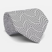 Black and Grey Modern Geometric Wavy Curved Lines Stropdas (Opgerold)