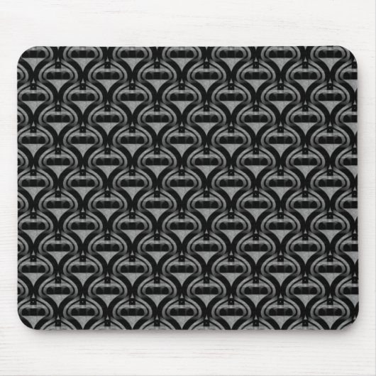 Black and Grey Retro Cool Mousepad Muismat (Voorkant)
