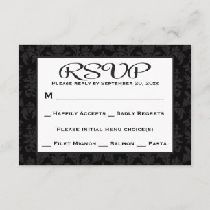 Black and Grey RSVP Damask Floral Wedding / Party
