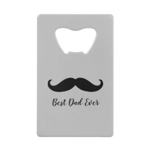 Black and Grey Silver Mustache Creditkaart Flessenopener