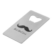 Black and Grey Silver Mustache Creditkaart Flessenopener (Voorkant Gekanteld)