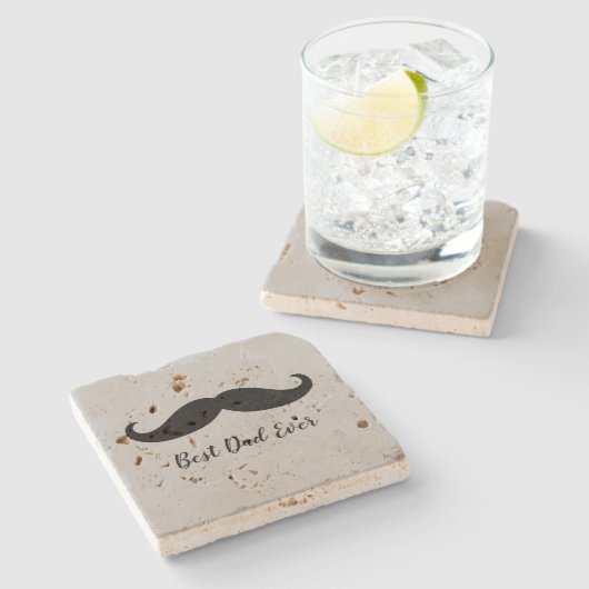 Black and Grey Silver Mustache Stenen Onderzetter (Zijkant)