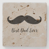 Black and Grey Silver Mustache Stenen Onderzetter (Voorkant)