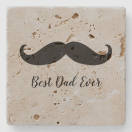 Black and Grey Silver Mustache Stenen Onderzetter